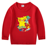 Children Pokemon Pikachu Hoodie Pikachu Spring and Autumn Bottoming Shirt Boys T-shirt