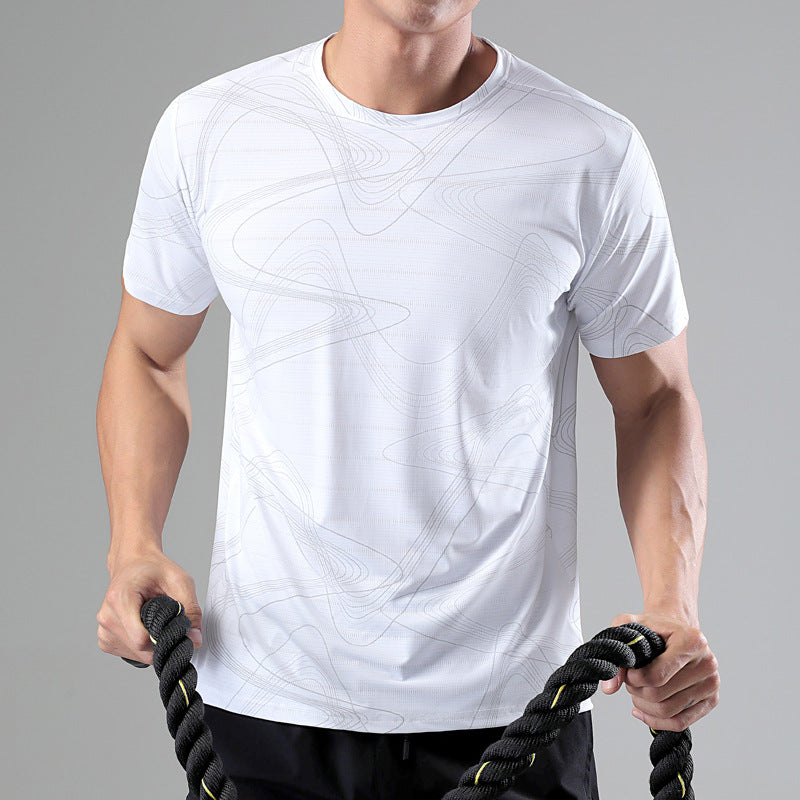 Sweat Wicking Shirt Sports Quick-Drying T-shirt Flow Sense Line Pattern Sweatshirt