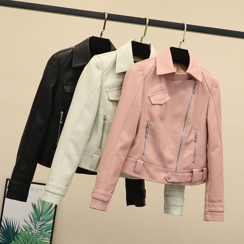 Women PU Leather Jacket Biker Motorcycle Coat Leather Coat Female Short Motorcycle Clothing Pu Small Leather Coat