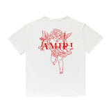 Amiri T Shirt Angel Sketch Printed Casual Hip Hop Short Sleeve T-shirt