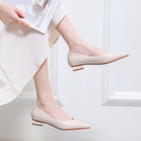 Nude Block Heels Closed Toe Chunky Heel Pumps Women's Flat Shoes Spring Autumn