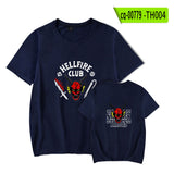 Hellfire Club Shirt Stranger Things Summer Print Pattern Casual round Neck Short Sleeves