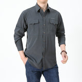 Men's Habit Shirts Spring Long Sleeve Shirt Men's Solid Color Short Sleeve Casual Men's