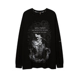 Mens Fall Outfits Graffiti Letter Printed Loose Long Sleeves T-shirt Men and Women Couple round Neck Sweater