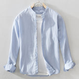 White Work Shirts Autumn Cotton and Linen Men Long Sleeve Shirt Top