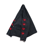 Men's Casual Suit Man Blzer Embroidery Love Vertical Stripes Leisure Suit Men's Loose Lapels Blazer