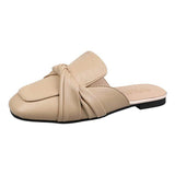 Finn Chain Pointed Toe Mule Closed Toe Half Slippers Women's Summer Outdoor Casual Square Toe Flat Bottom Lazy Half Slippers