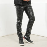 Mens Leather Pants Camouflage Young And Middle-Aged Leather Pants Men 'S Stretch Slim PU Leather Pants
