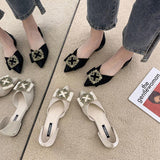 Finn Chain Pointed Toe Mule Shoes Pointed Toe Pumps Female Summer Low-Cut Low Heel Leisure Shoes