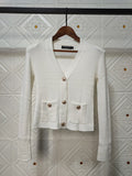 T Shirt Balmain Spring/Summer Knitted Padded Shoulder Coat V-neck Sweater