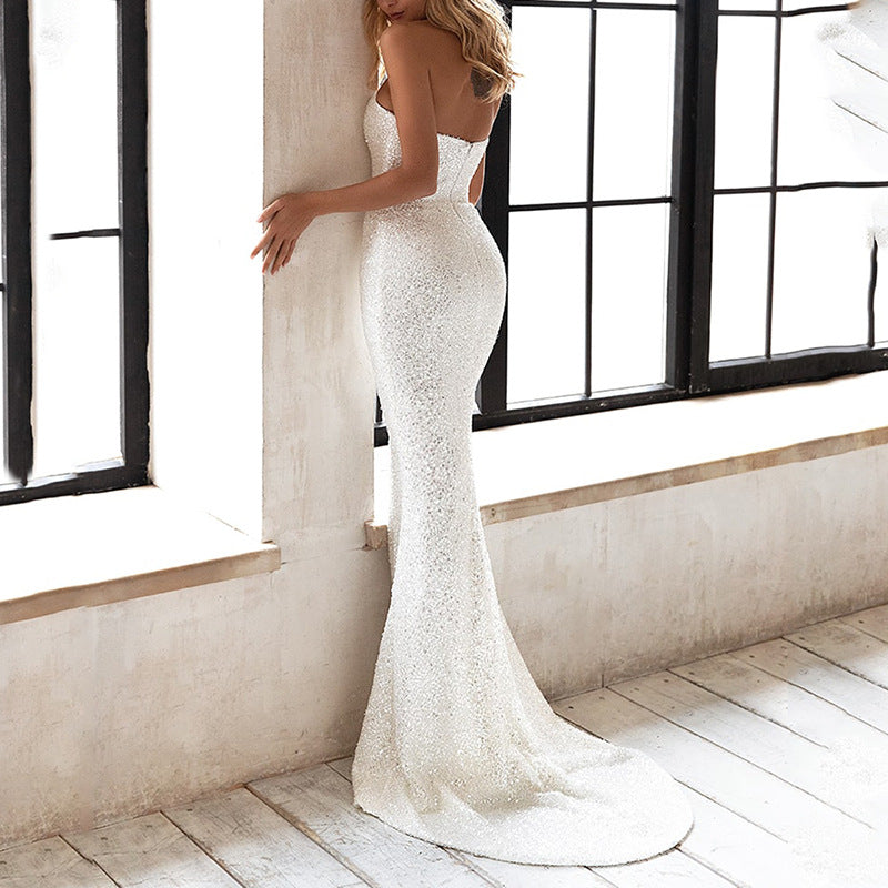 Olivia Wilde Dress Slim Dress Sexy Sequined White Dress