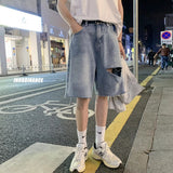 Men Denim Shorts Men's Summer Beach Pants Loose