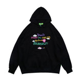 Mens Fall Outfits Letter Graffiti Couple Hooded Top Loose Street Hanging Shoulder Fleece Sweater