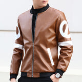 Graphic Leather Jacket Women Leather Men's Leather Stand Collar Jacket Fall Winter Coat