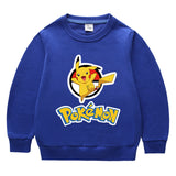 Children Pokemon Pikachu Hoodie Spring and Autumn Solid Color round Neck Sweater