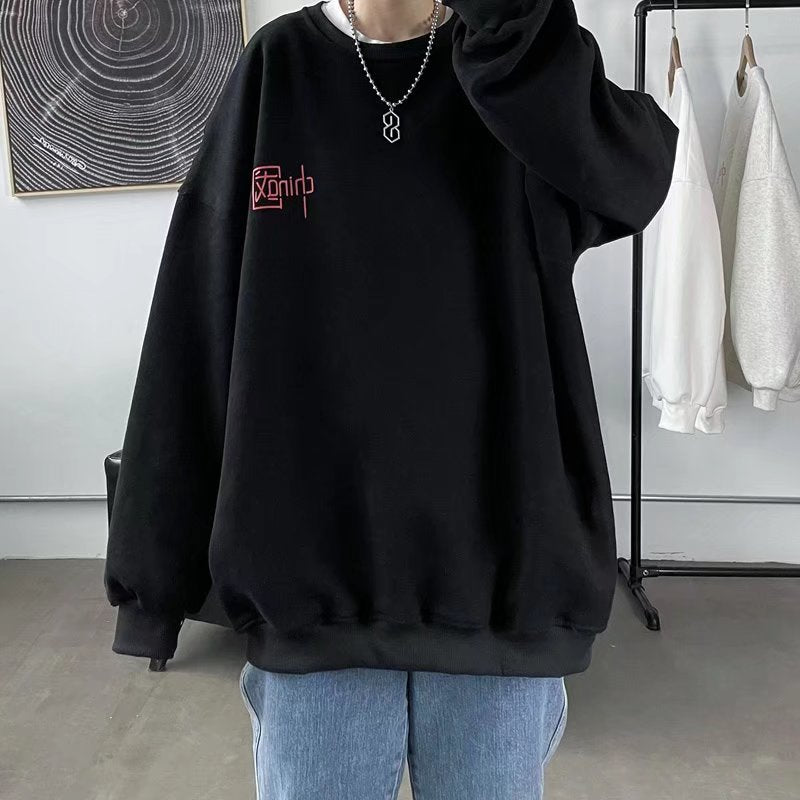 Men Sweatshirts Spring and Autumn Printed Sweater Loose Long Sleeve Student Pullover round Neck