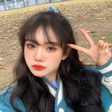 Blue Varsity Jacket Baseball Uniform Girls' Spring and Autumn Junior High School Students Korean Style Loose-Fitting Versatile Thin Jacket