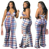 Women Plaid Catsuit Women Checkered Jumpsuit Women's Plaid Hollow out