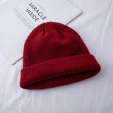 Toboggan Hat Women's Trendy Autumn and Winter Knitted Woolen Cap Winter