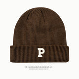 Toboggan Hat Women's Autumn and Winter Warm Blue Woolen Cap Men