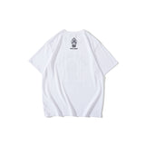 WGM Closing Shark Print Short Sleeve Couple Loose T-shirt