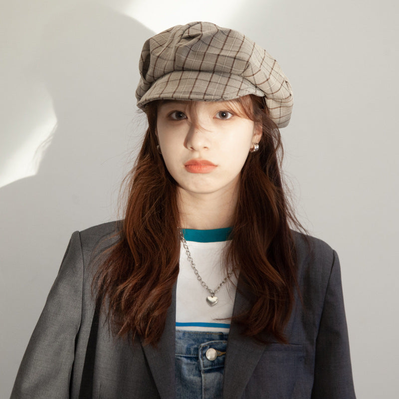 Check Beret Hat Spring/Summer Thin Beret Fashion Plaid