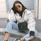 Women Winter Coats Lamb Wool Women 'S Clothing Jacket Long-Sleeved Lapel Thickening Loose Jacket