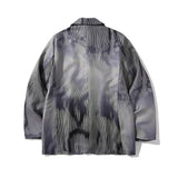 Men's Casual Suit Man Blzer Dark Striped Tie-Dye Blazer Men Loose Lapels Single Breasted Casual Small Suit
