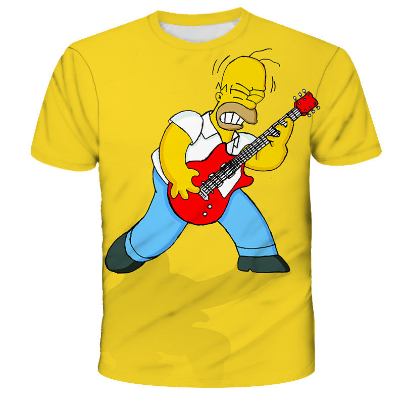 Homer Simpson Shirt Casual Summer Digital Printing Loose Short Sleeve