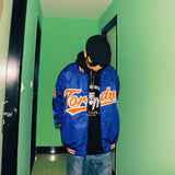 Orange Varsity Jacket Vintage Embroidered Baseball Uniform Street Jacket Winter Coat for Men and Women