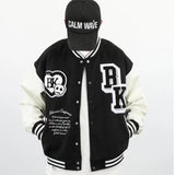 Skeleton Varsity Jacket Embroidery Stitching Baseball Uniform Men Spring and Autumn Jacket