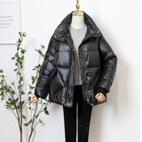 Women Winter Coats Puffer Jacket Down Coat Short Down Jacket Female Loose Fashion White Duck Down Stand Collar Coat
