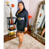 Nina Parker Black Dress Lace Hem Dress