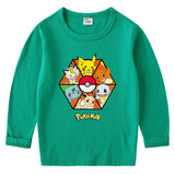 Children Pokemon Pikachu Hoodie Spring and Autumn Cotton round Neck Long Sleeve T-shirt