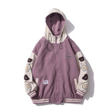 Baby Blue Varsity Jacket Hooded Jacket Men's Loose Top