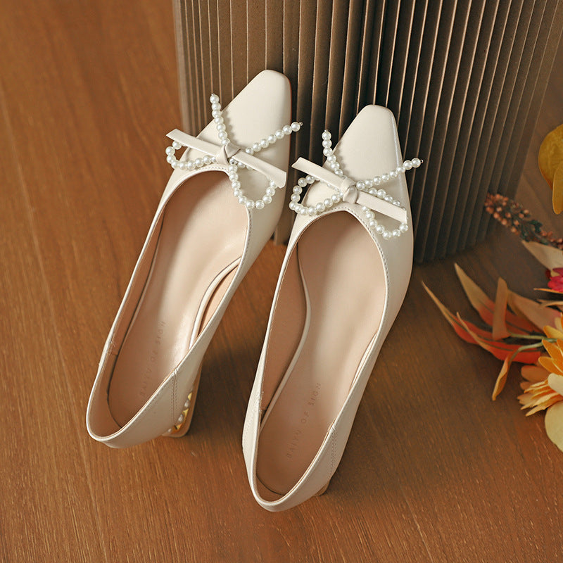 Nude Block Heels Closed Toe Women's Autumn Low Heel Square Toe Shoes