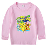 Children Pokemon Pikachu Hoodie Spring and Autumn Undershirt Boys and Girls T-shirt