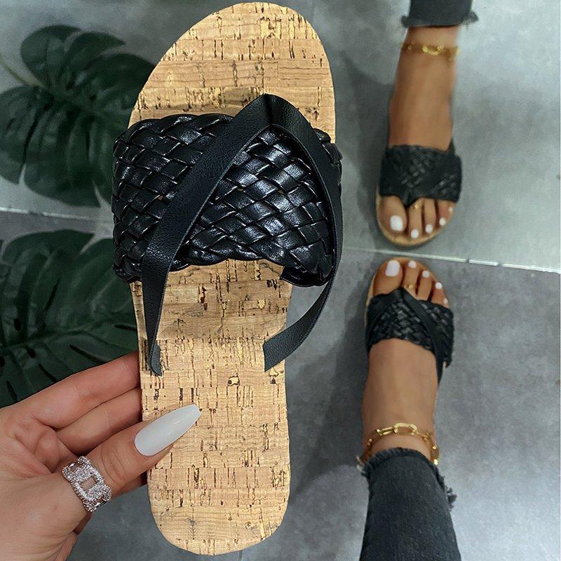 Women Open Toe Sandals Flats Summer Flip-Flops Flat Casual Large Size Beach Sandals