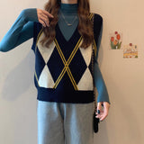 Preppy Aesthetic Sweater Spring and Autumn Knitted Sweater Vest