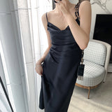 Satin Dress Satin Inner Strap Dress Glossy Skirt