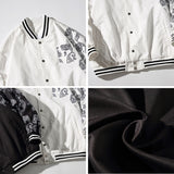 White Varsity Jacket High Street Men's Hiphop Baseball Uniform Men's Autumn Thin Cotton-Padded Coat Jacket