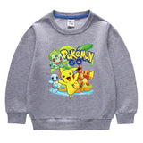 Children Pokemon Pikachu Hoodie Spring and Autumn round Neck Sweatshirt Cotton