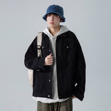 Denim Varsity Jacket Fall Winter Cowboy Coat Men's All-Match Solid Color Loose Jacket