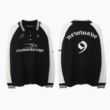 Mens Fall Outfits Oversize Vintage Basketball Sports Style Lapel Long Sleeve T-shirt for Men