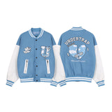 Mens Fall Outfits Flocking Baseball Uniform Jacket Men and Women University Style Loose Street PU Leather Stitching Jacket