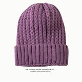 Toboggan Hat Knitted Woolen Cap Women's Autumn and Winter Earflaps Warm