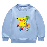 Children Pokemon Pikachu Hoodie Spring and Autumn Solid Color round Neck Sweater