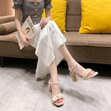 Nude Block Heel Peep Toe Chunky Heel Sandals