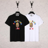 Shark Print T Shirt Spring And Summer Ape Head Color Letter Print Short-Sleeve Loose Couple Casual T-Shirt