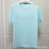 T Shirt Balmain T-shirt Short Sleeve Women's Clothing Cotton round Neck Letter Half Sleeve